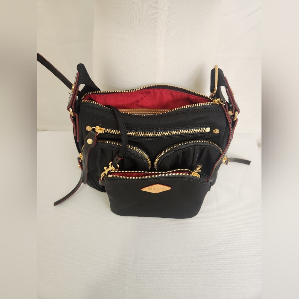 MZ Wallace - Elegant Black Shoulder Bag/Crossbody Bag with Wallet - Picture 11 of 16